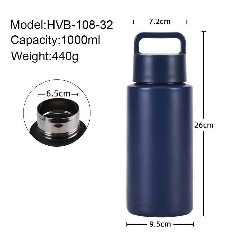 32 oz double-layer inflatable cup large capacity portable large mouthed stainless steel sports water bottle used for outdoor camping Y241114