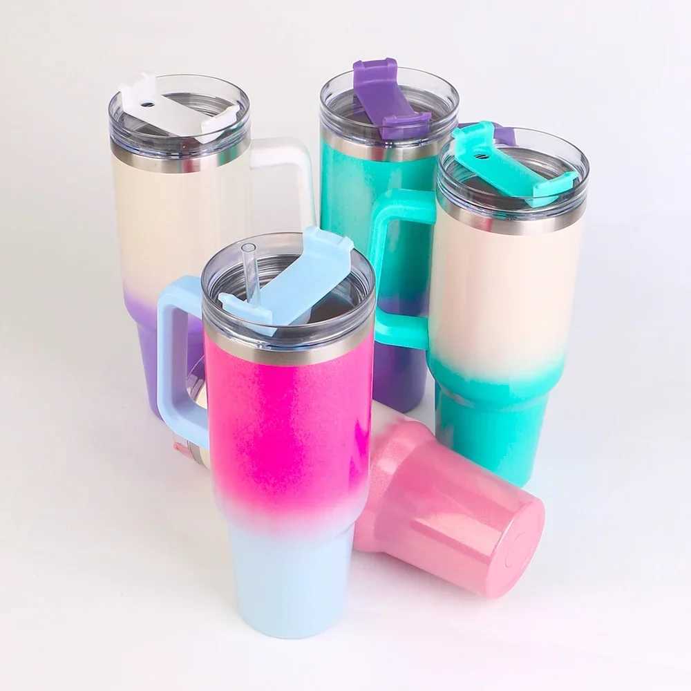 40 ounce stainless steel hot water bottle large inflatable cup with handle portable sports water bottle wagon Y241114