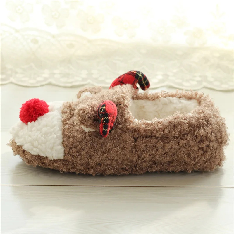 Womens Christmas Deer Slippers Winter Fashion Christmas Plush Home Cotton Shoes Indoor Comfortable Anti slip Casual Shoes 241113