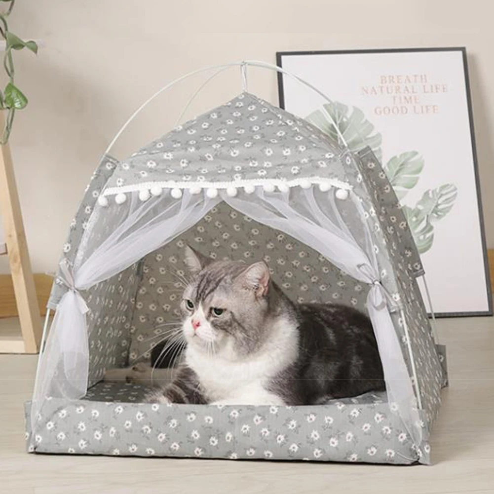 Cat Tent Bed Pet Cat House Closed Cozy Hammock with Floors Pet Small Dog House Calming Cat Beds For Small Pet House