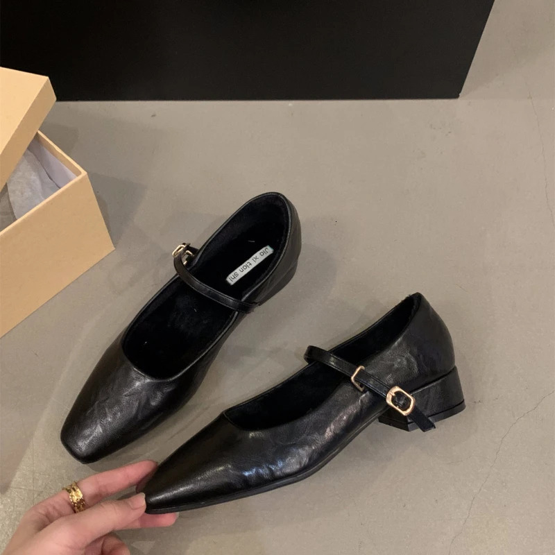 Womens Mary Jane Shoes Fashion Shallow Buckle Womens New Elegant Square Heel Single Shoe Designer Middle Boots Elegant Womens Pump 241113