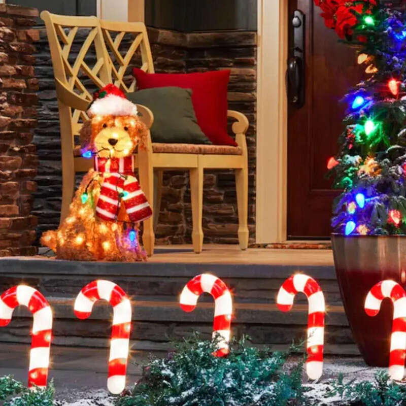 Garden Decorations Goldendoodle Holiday Living 36X16cm Christmas LED Light Up Fluffy Doodle Dog Decor With String Outdoor Decoration 221125