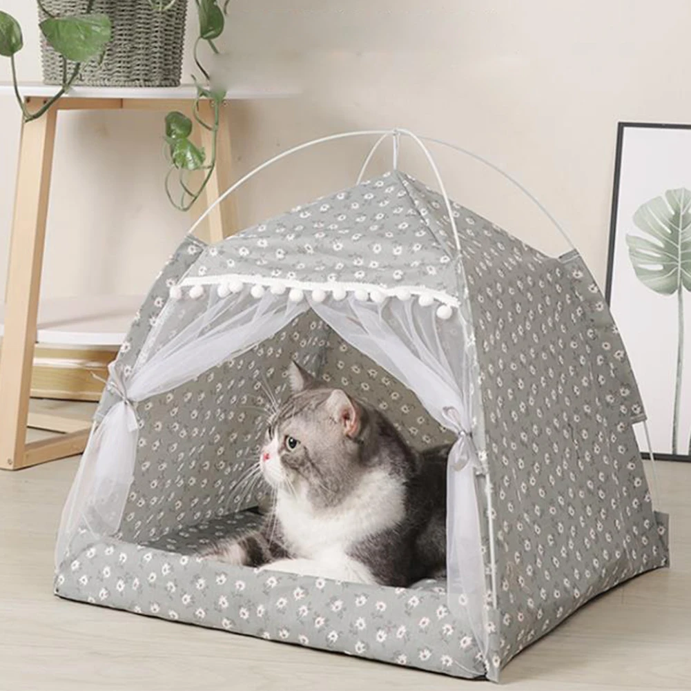 Cat Tent Bed Pet Cat House Closed Cozy Hammock with Floors Pet Small Dog House Calming Cat Beds For Small Pet House