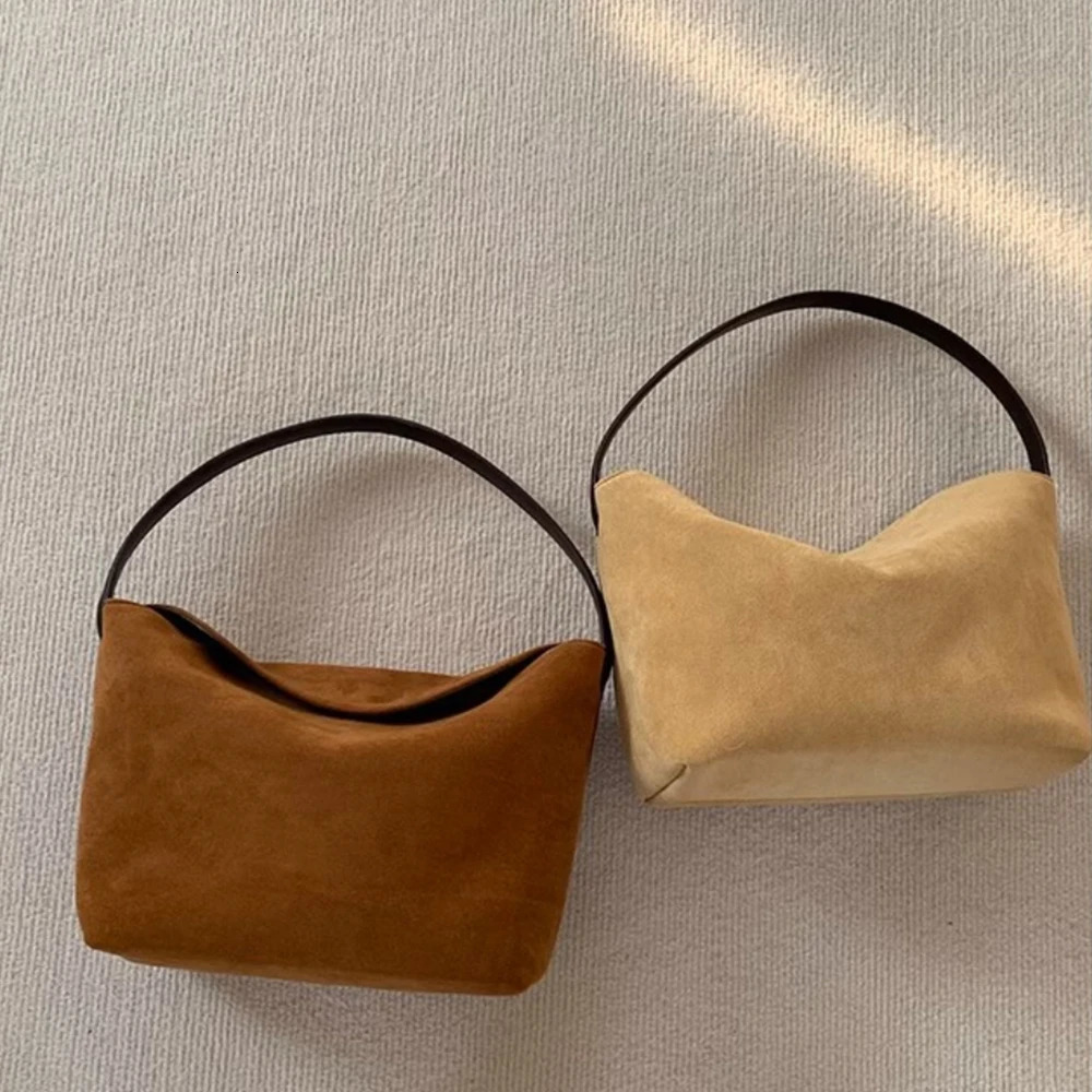 Retro Suede Patchwork Handbag Autumn Winter Versatile Brown Female Shoulder Bags for Women Fashion Simple Brown Underarm Bag 241114