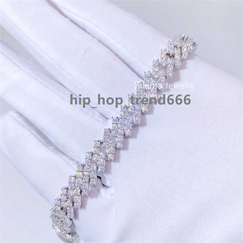 925 Sterling Silver Iced Out Jewelry 8mm Moissanite Cuban Bracelet VVS Moissanite Link Cuban Bracelet