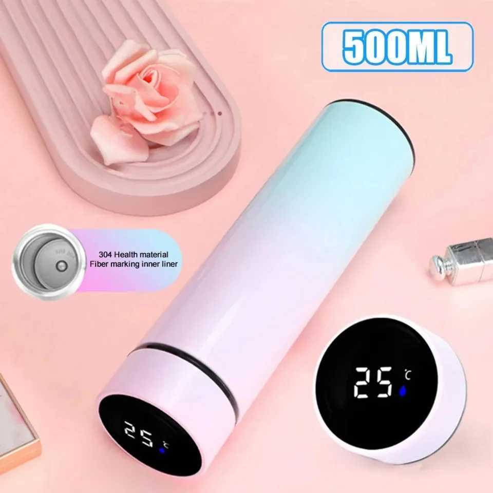 500ML gradient water bottle intelligent crazy cup stainless steel hot cup hot travel beverage car cup coffee Y241114