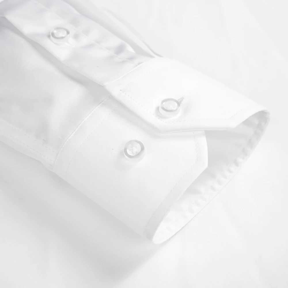 Mens Non Iron Standard-fit Solid Basic Dress Shirt Formal Business Premium 100% Cotton Male Long Sleeve Work Office ShirtsXJ24113