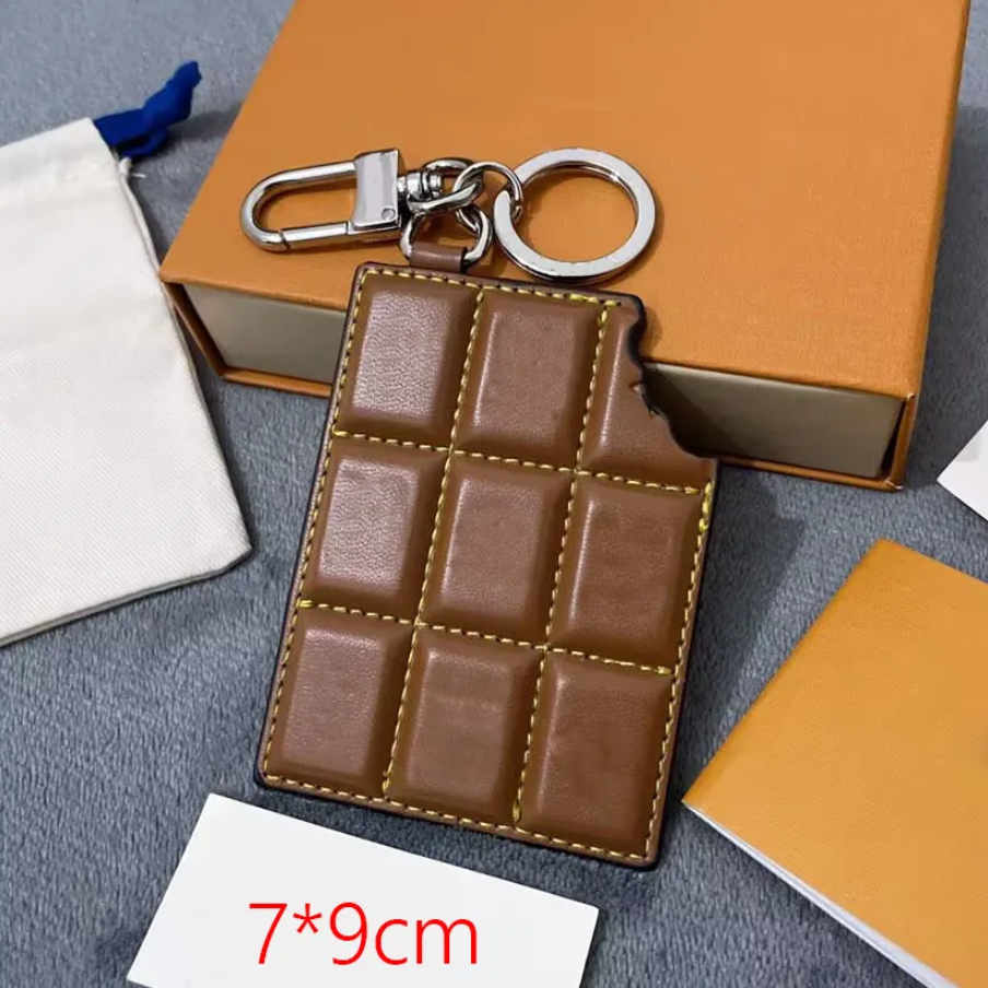 Mens Designer Keychain Luxury Bag Charm For Women CHOCOLATE BAR FIGURINE Leather Keyring Classic Letters Stainless Steel Fashion Bag Pendant Key Chains