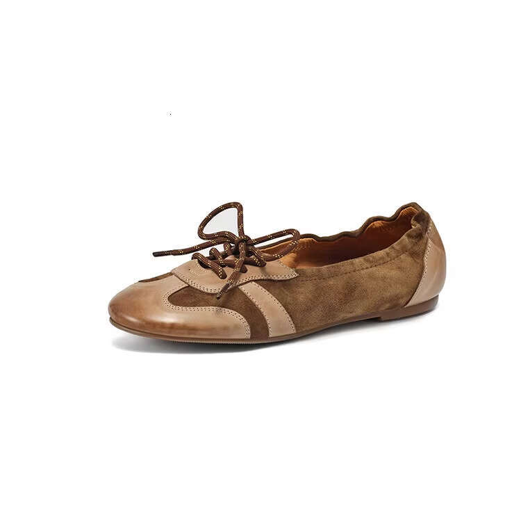Autumn And Winter 2024 New Flat Ballet Women's Chicken Rolls Casual Round Toe Soft Surface Single Small Leather Bean Shoes