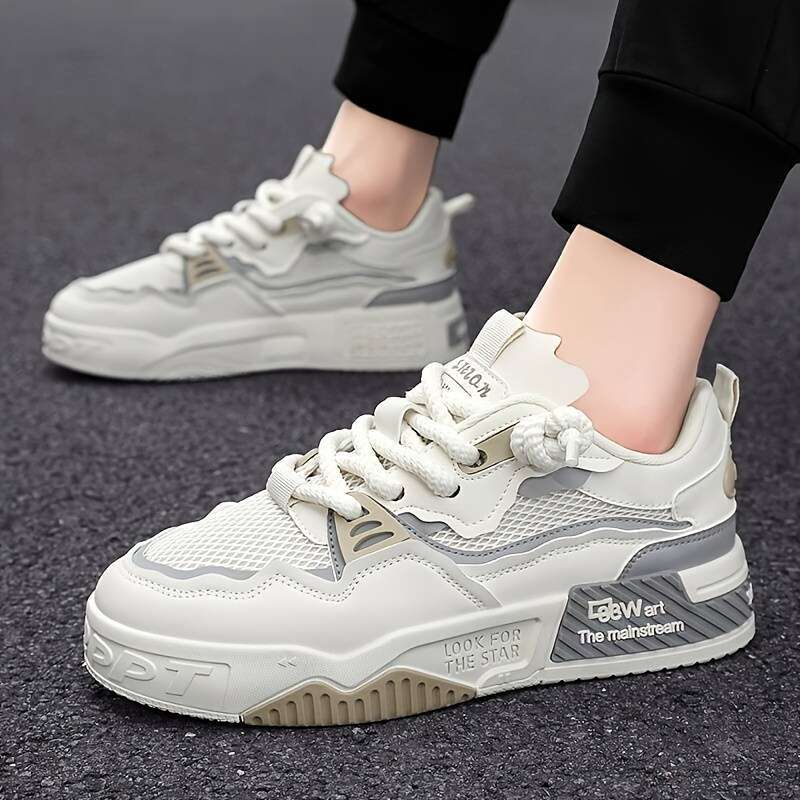Men's Fashion Skate Sneakers - Breathable, Non-Slip Rubber Sole, Lace-Up Casual Shoes for All Seasons