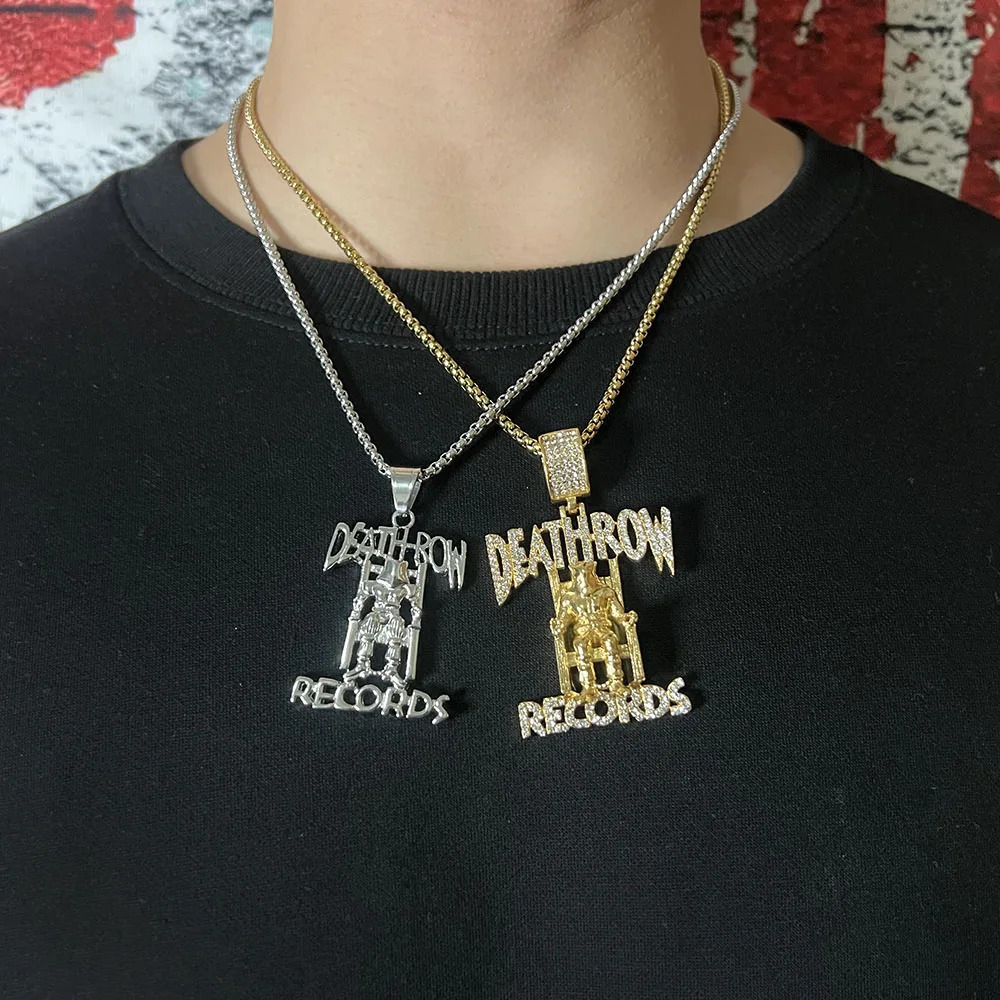 ULJ Whole Body 316L Stainless Steel DEATHROW/RECORDS Prisoner Pendant Jewelry With the 3mm Chain Hip Hop Necklace 241113