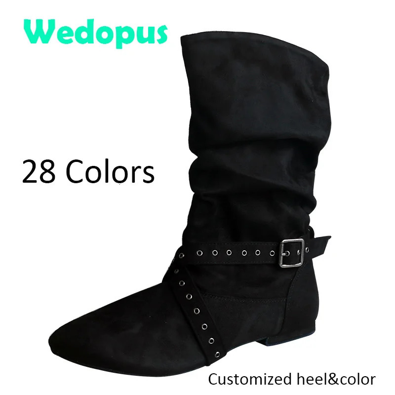 Wedopus custom high heels practice line dance shoes for women 30 color synthetic suede mid-range winter dance shoes black soft sole 241113