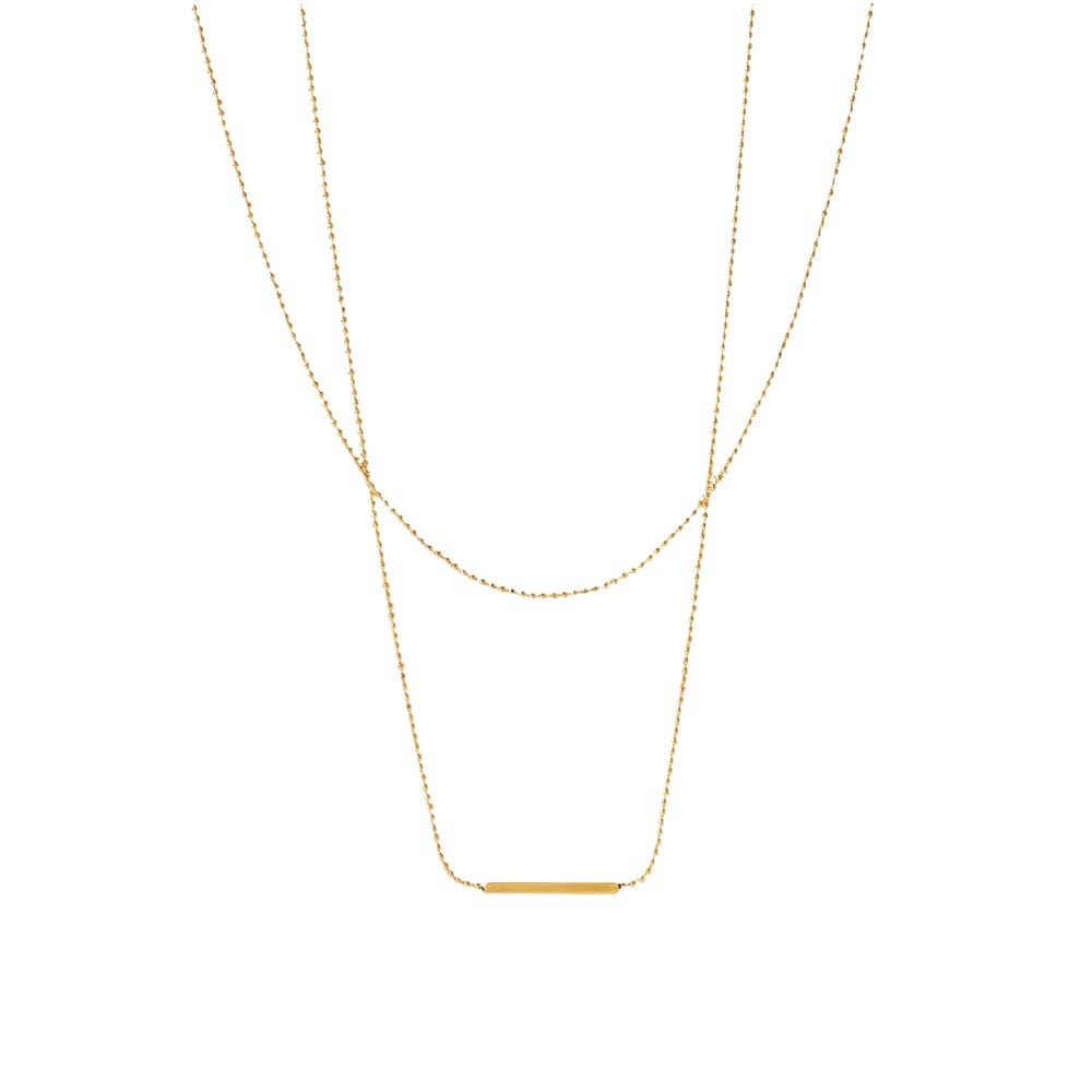 Designer Classic Double Layered Tbar Stick Necklace for Women Stainless Steel 18K Gold Pendant Necklace Non Fading, Non Allergic Party Jewelry Wholesa