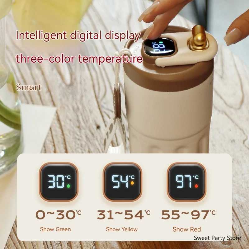 450ML Smart Travel Coffee g Display LED Temperature Thermostat g Stainless Steel Insulated Thermostat Bottle Portable Vacuum Film Y241114