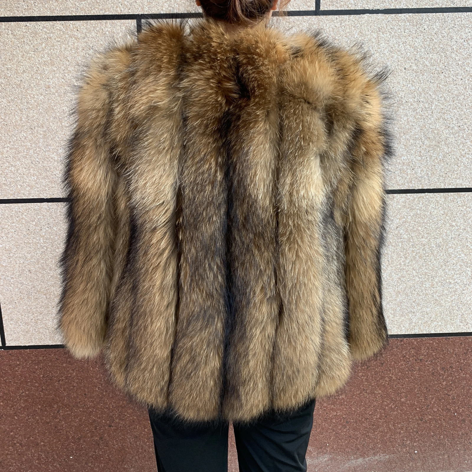 Raccoon Fur Vertical Jacket 100% Fur Coat Womens Winter Warm Vertical Fox Fur Leather Jacket 241113