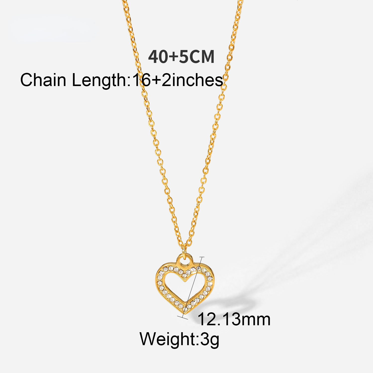 Designer New 18K Gold Vacuum Electroplated Heart Necklace for Women Stainless Steel Transparent Zircon Banquet Party Wedding Necklace Gift