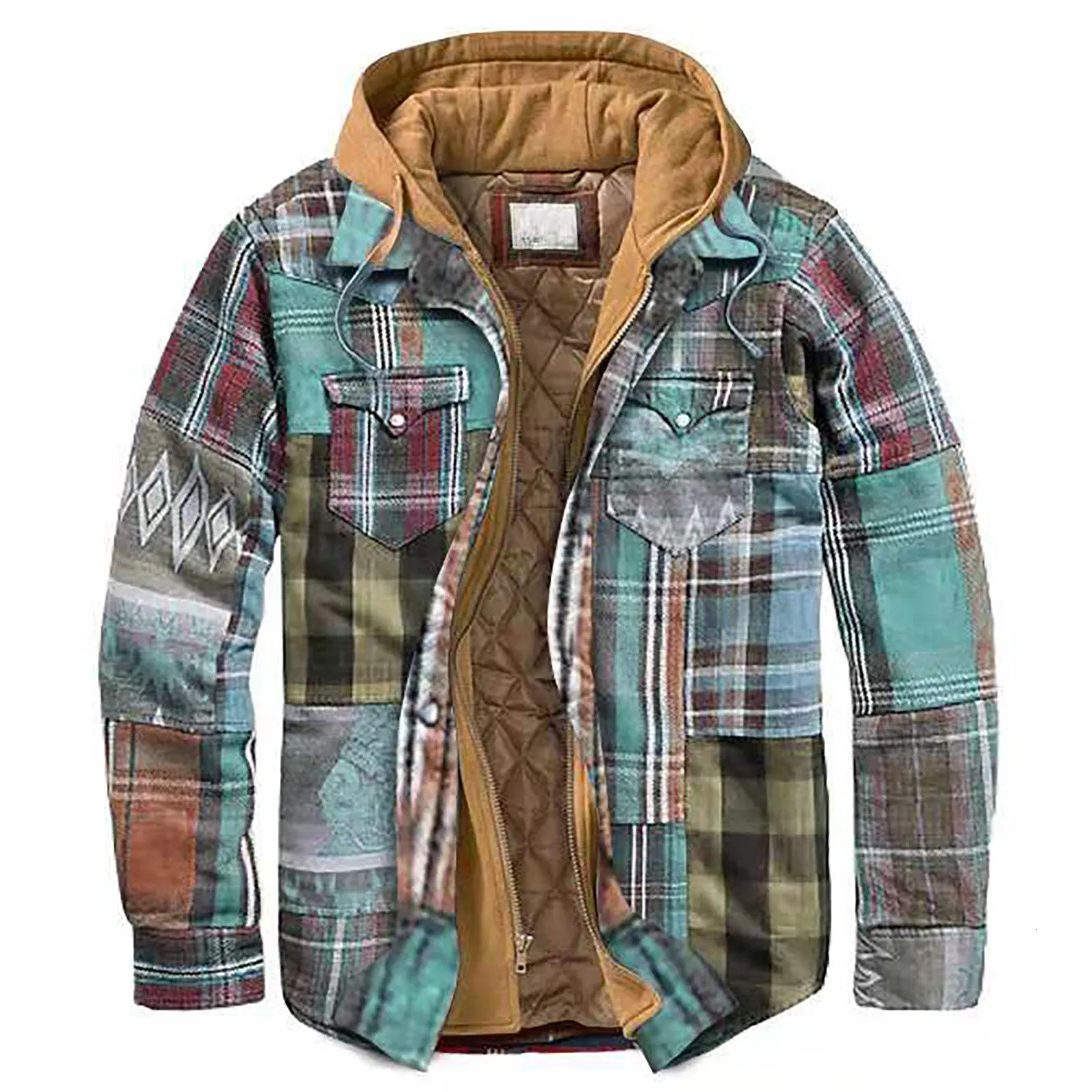 Mens bedding with lining buttons plain weave shirt added velvet to keep the jacket warm 241113 - view 5