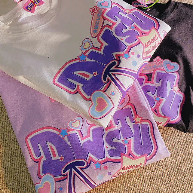 Fruit Print Women T shirt 100 Cotton Summer Harajuku Y2K Tshirt Girls Kawaii Loose Short Sleeve Top Cute Oversized Tee Plus Size 240409