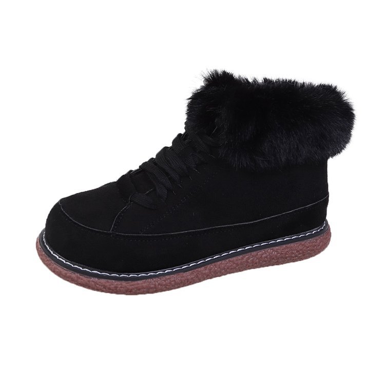 New Fashionable Winter Velvet Thick Round Lace Snow Boots.