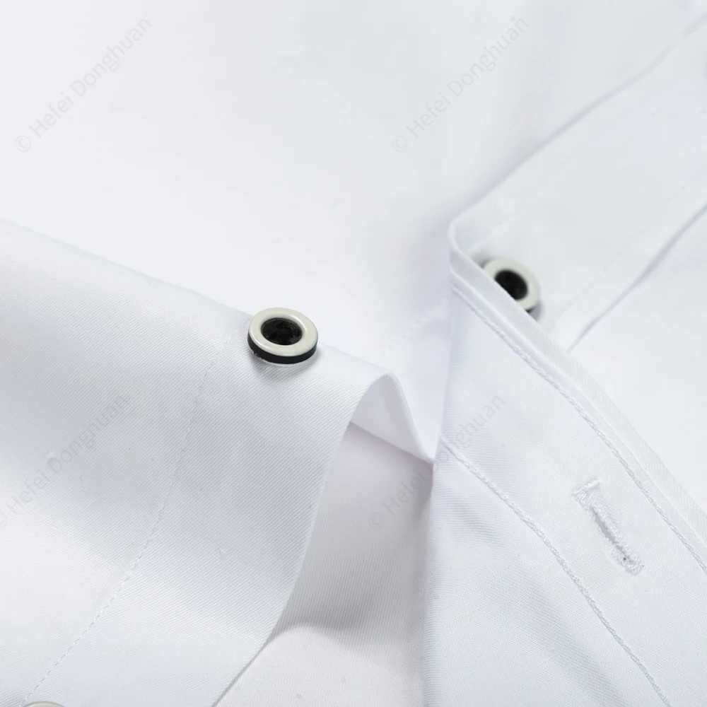 Mens Color Matching Long Sleeve Mandarin Collar Shirt Patch Chest Pocket Regular-fit Dress Shirts For Business ActivitiesXJ24113