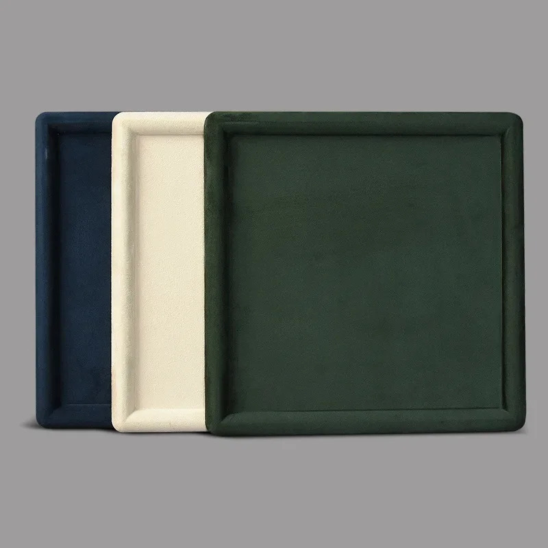 Cashmere leather rounded corner jewelry display tray glasses watch ring jewelry tray flannel jewelry display props 241113