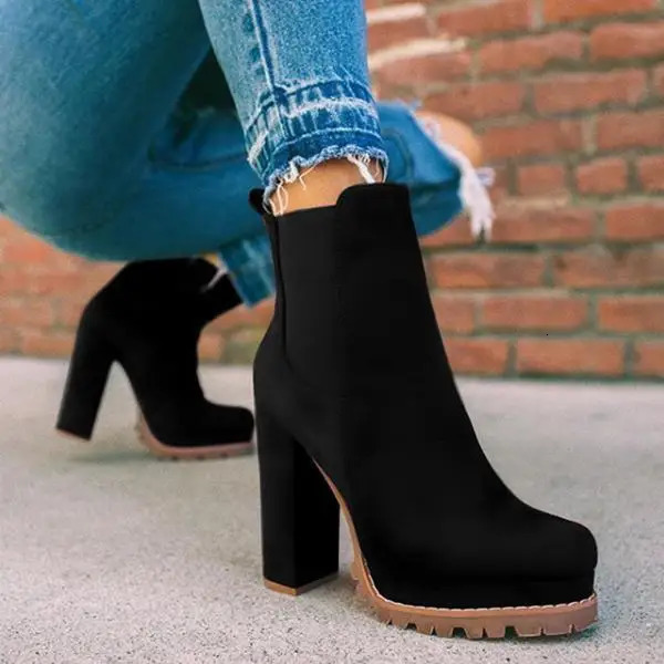 Womens Ankle Boots Womens Sexy High Heels Pattern Short and Fat High Heels Womens Open Toe Womens Sude Boots 241113