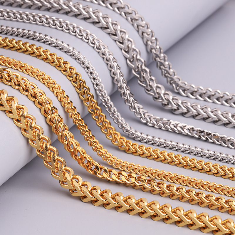 Chunky Twisted Cuban Gold Plated Snake Rope Chain Hip Hop Stainless Steel Necklace for Men Women Free shipping Free shipping