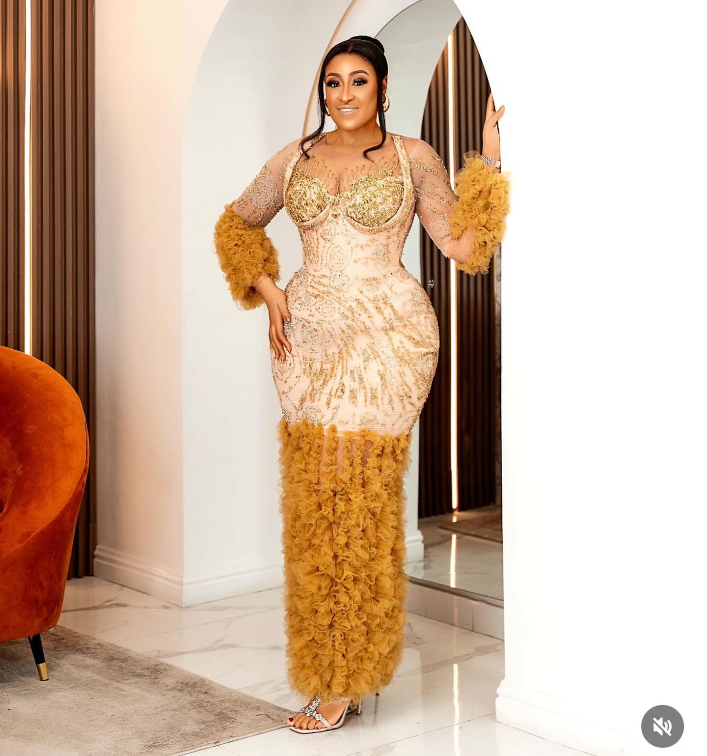 2024 Plus Size Gold Illusion Mermaid Prom Dresses For Special Occasions Lace Beaded Full Sleeves Evening Party Birthday Gowns Dress For Women Vestidos
