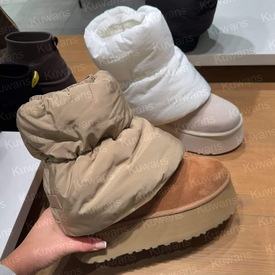 Women Classic Mini Dipper Puffer Boots Ultra Mini Snow Boot Platform Short Fall Winter Chunky Fur Sheepskin Tasman Tazz Sand Chestnut Boot