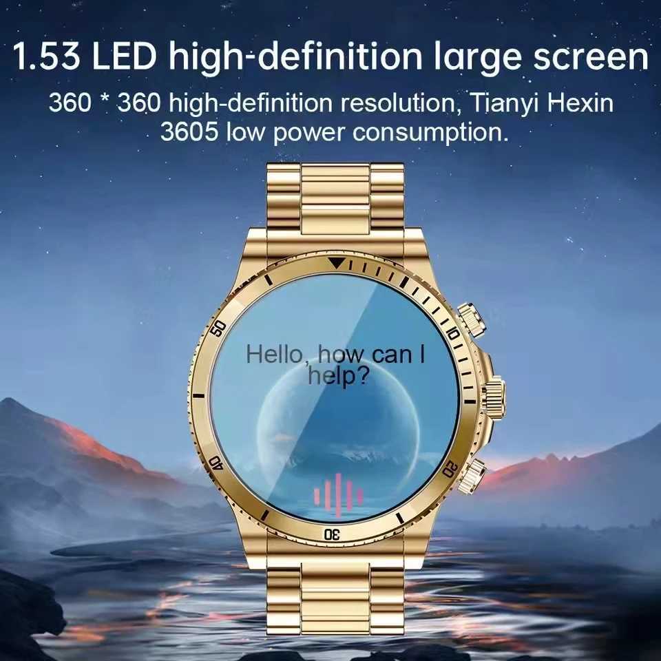 New AI Vo Control Smart Watch Mens Outdoor Sports Fitness Bracelet Call Rate Blood Pressure Tracker Smart Watch Y241114