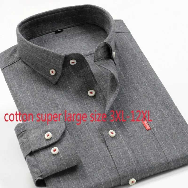 New Arrival Spring Autumn Men Thick Formal Extra Large Cotton Long Sleeve Shirts High Quality Plus Size 3xl- 8xl 9xl 10xlXJ24113