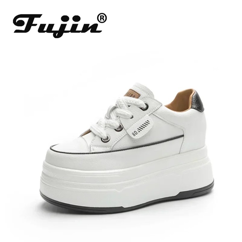 Koznoy 9cm Cow Suede Genuine Leather Platform Wedge Skate High Brand Women Vulcanized Heels Comfy Casual Chunky Sneaker Shoes