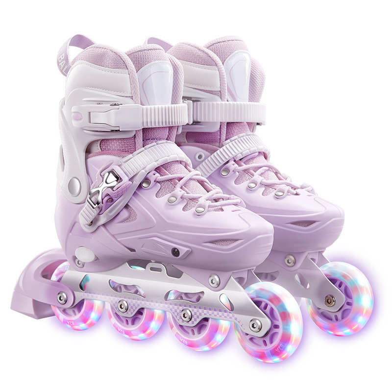 Inline Roller Skate Shoes Knee Elbow Pads Helmet Set Outdoor Skating For Beginner Adult Unisex Flashing 4 Wheels Skates Sneakers fc175 51b84