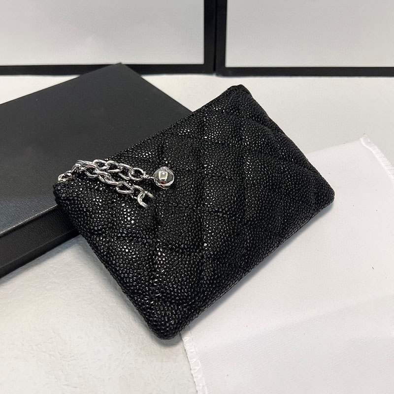 Ladies Designer Bag Mini Zipper Wallet Coin Purses Luxury Key Pouch Caviar Leather Diamond Lattice Quilted Gold/Silver Hardware Card Holder Handbag Sacoche 14.5x9cm