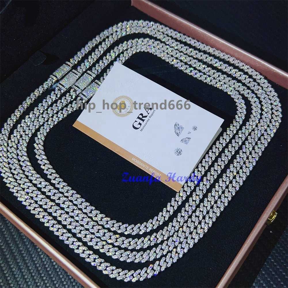 Pass Diamond Tester 925 Silver Cuban Link Necklace Iced Out 6.5mm 1 Row Hip Hop VVS Moissanite Cuban Link Chain