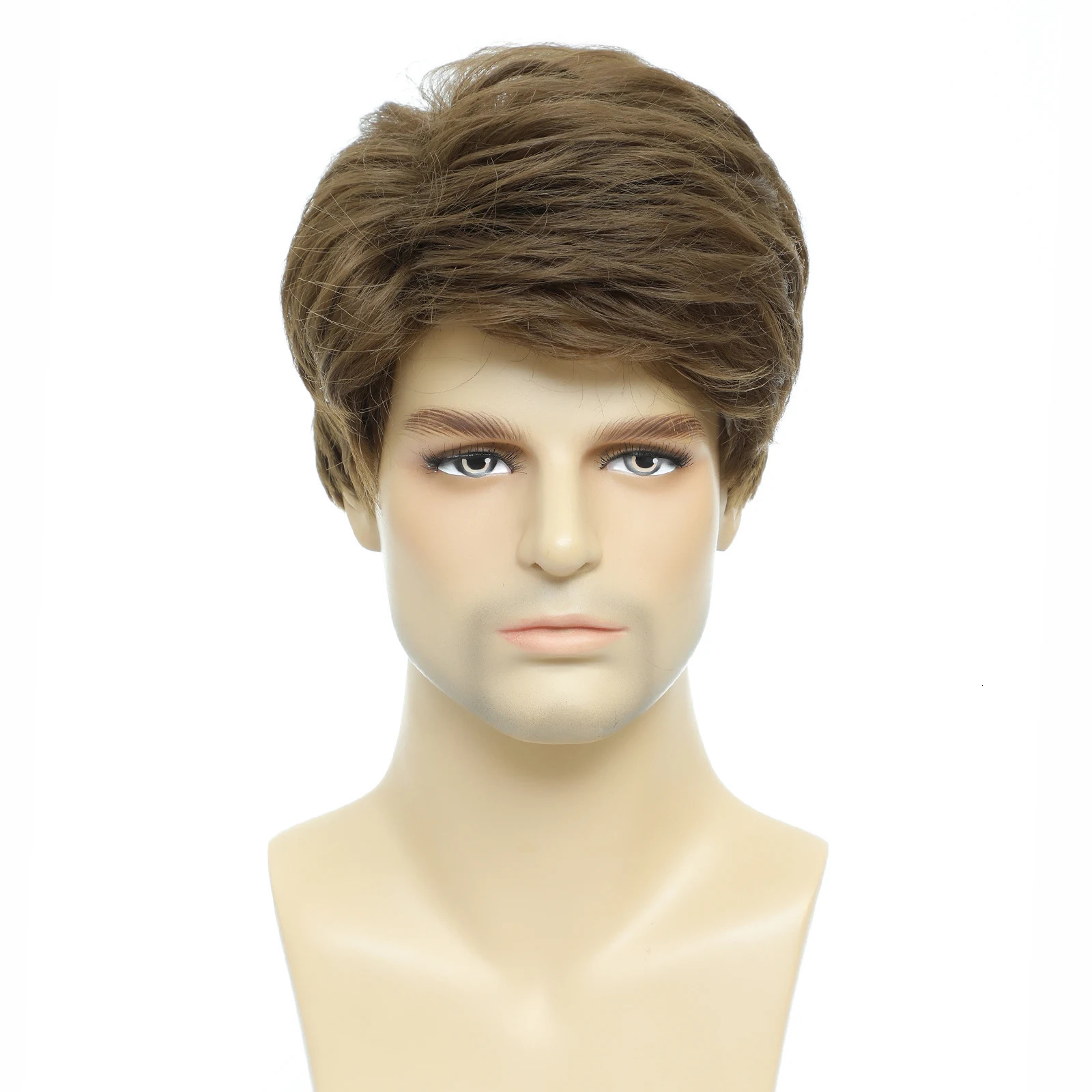 BCHR Mens Wigs Short Brown Wig Men Natural Fluffy Cosplay Costume Synthetic Mens Wig for Male Guy 240412