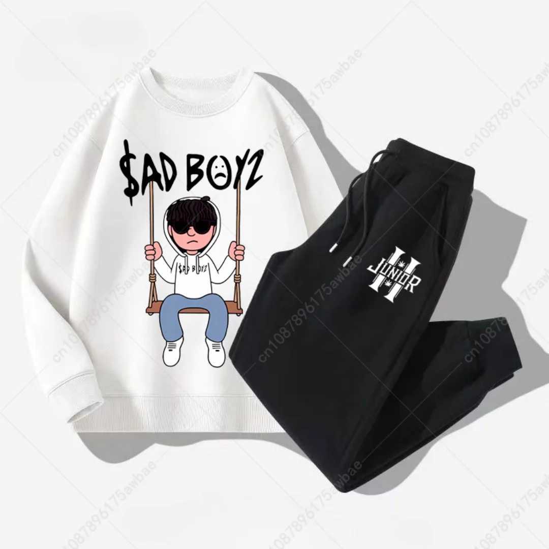 Mens Mens 2-piece hooded sweatshirt+drawstring pants casual printed hooded sweatshirt spring/summer running set S-3XL X241113