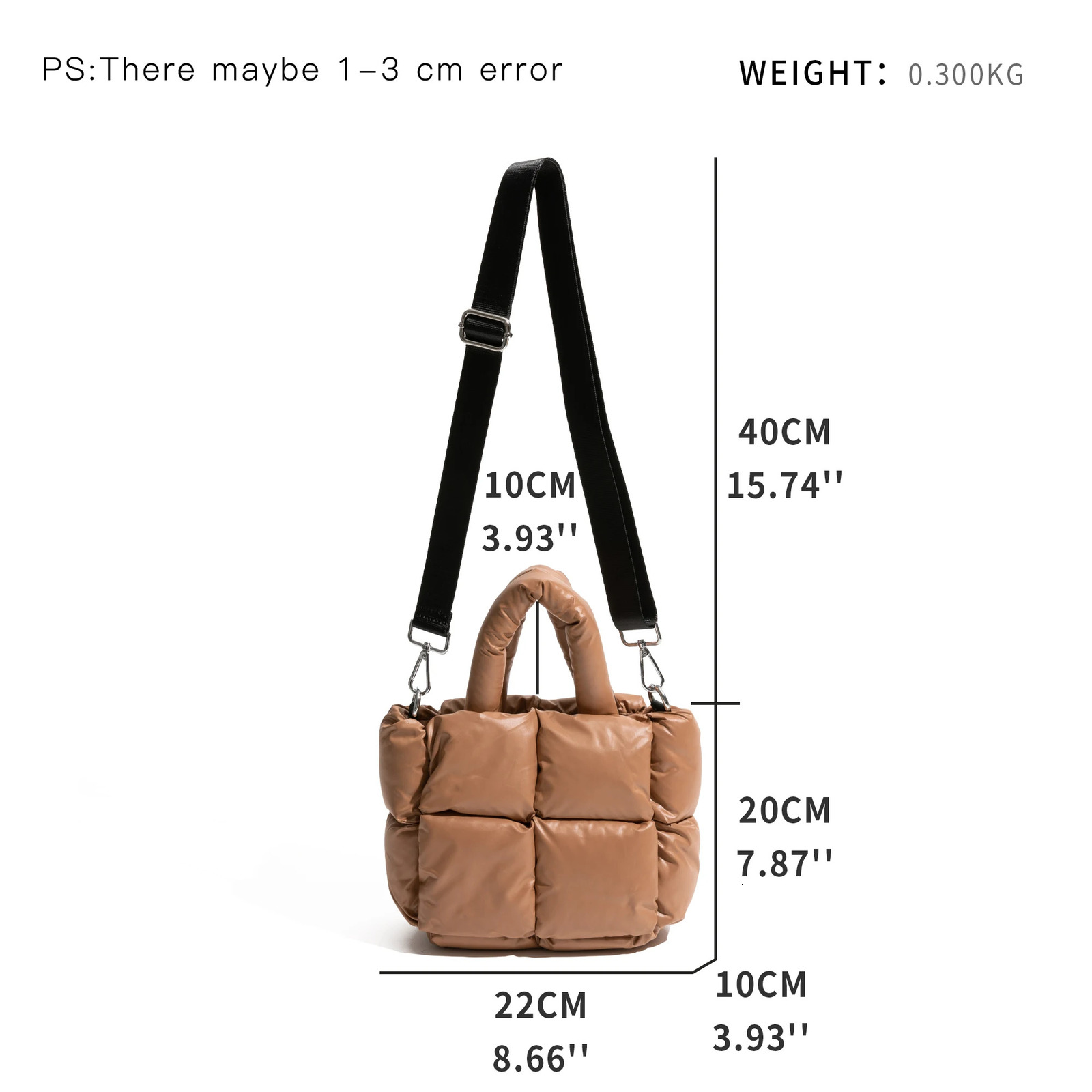 MABULA Winter Cotton Puffer Padded Down Square Handbag For Women Stylish Phone Shoulder Purse Long Strap Simple Crossbody Bag 241114