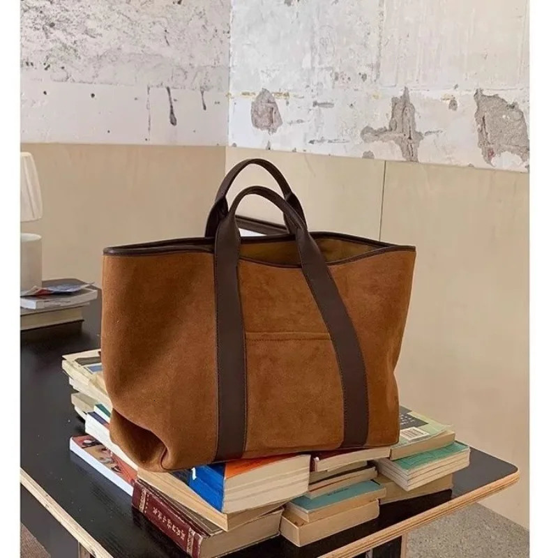 Autumn Winter Womens Bag Vintage Suede Large Capacity Handbag Simple Fashion Tote Large Purses and Handbags er 241114