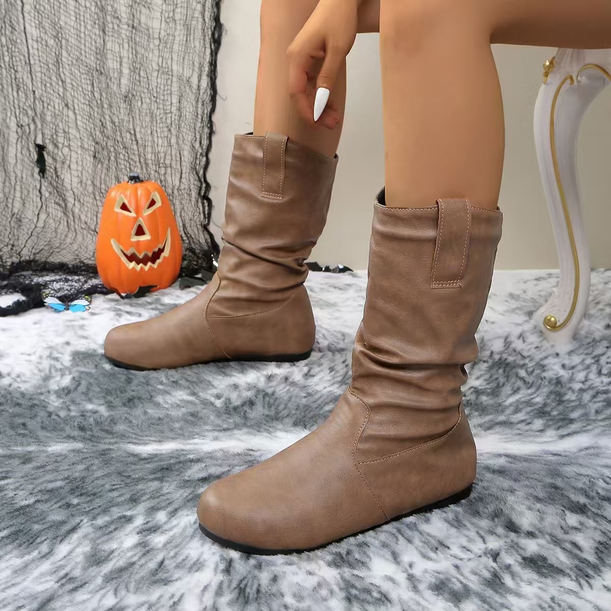 Women's New Plus Size Flat Bottomed Casual Fashion Boots.