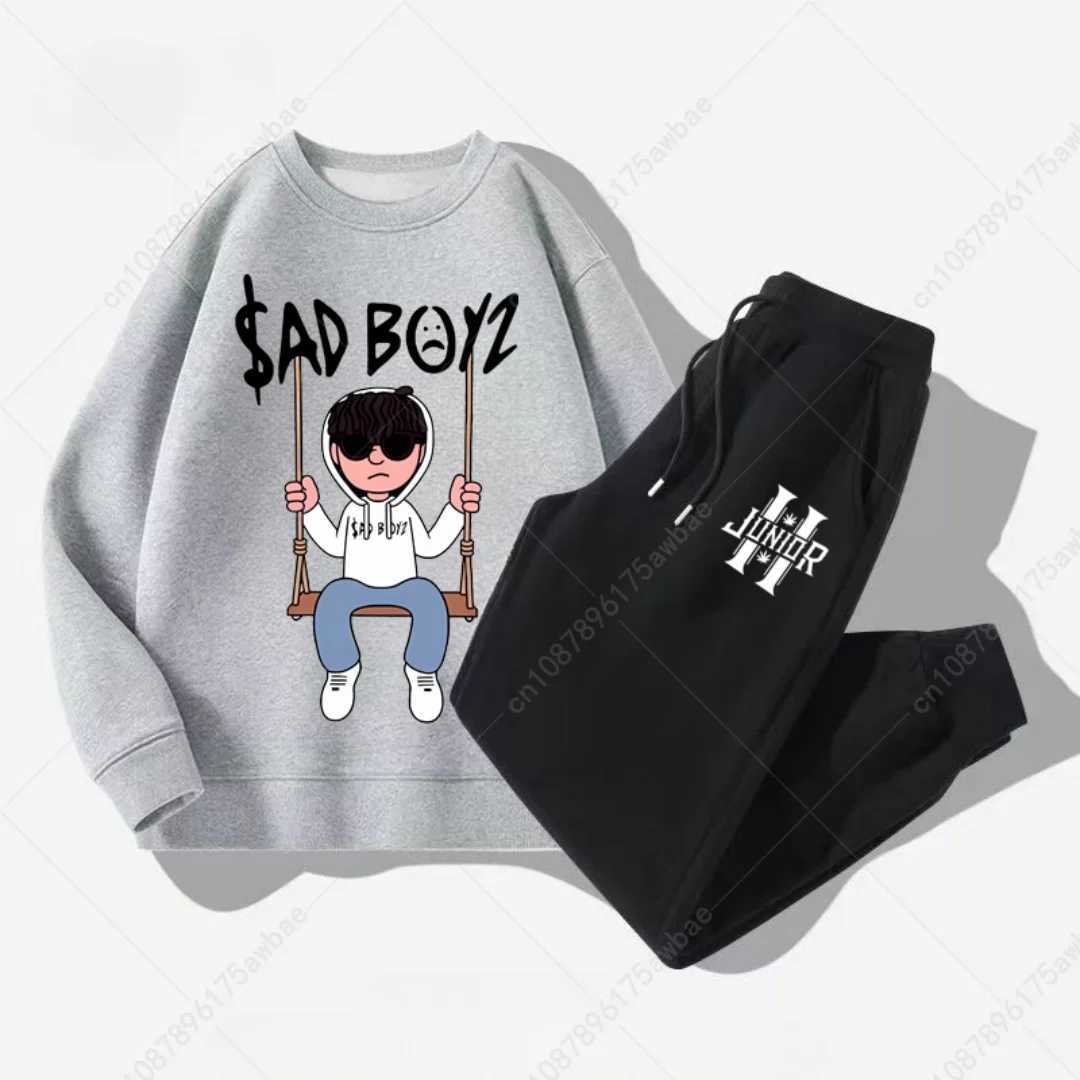 Mens Mens 2-piece hooded sweatshirt+drawstring pants casual printed hooded sweatshirt spring/summer running set S-3XL X241113