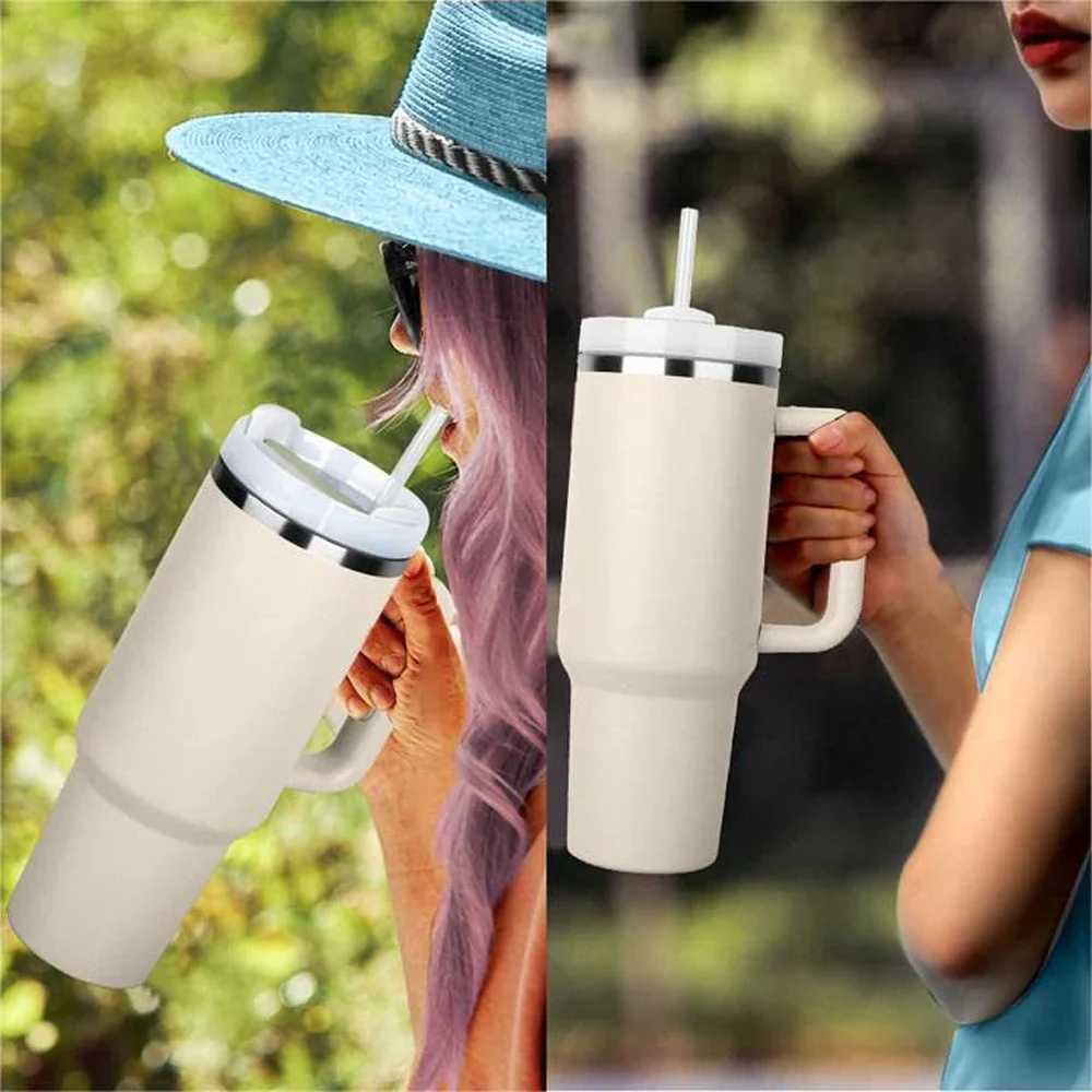 40 oz with handle lid 40 oz stainless steel water bottle vacuum hot cup travel hot coffee Y241114