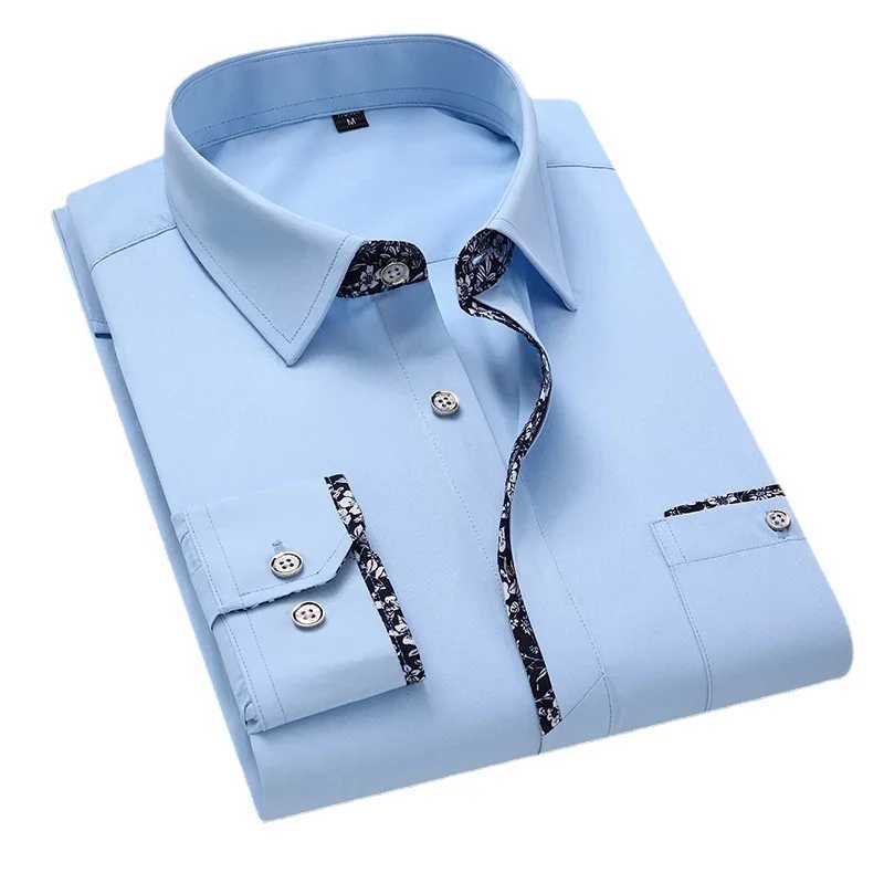 Quality Men Shirt Long Sleeve Business Dress Casual Shirts Cuff Print Spring Slim Fit Brand Weeding Shirt Man Shirt 5XLXJ24113