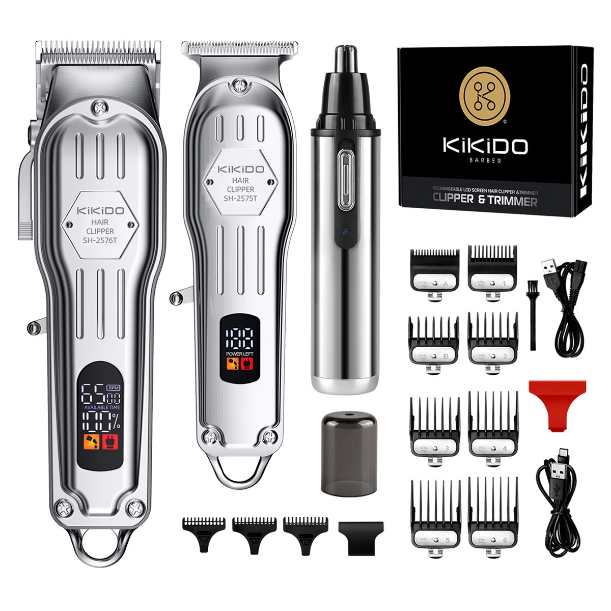 2 in 1 Full Metal Combo Kit Barber Clipper For Men Professional Electric Beard Hair Trimmer Rechargeable Haircut 231114 C260312