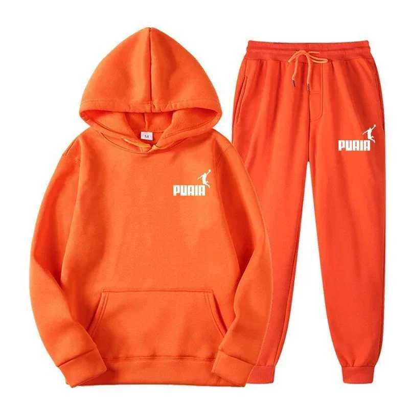 Mens Autumn and winter hooded sweatshirt set for couples jogging hooded sweatshirt+sports pants two-piece set T-shirt casual wear X241113