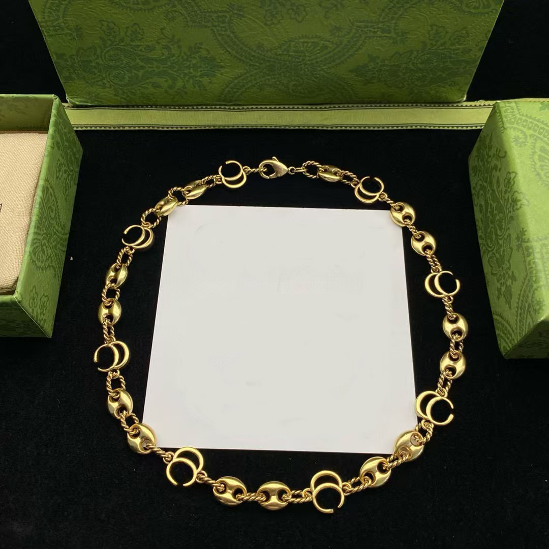 Luxury Designer Gold Letter Chokers Necklace Women's Fashion simple exquisite short necklace gift jewelry