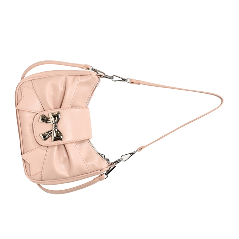PU Leather Shoulder Bag for Women Korean Bag Bowknot Shopping Dating Bag Lovely Underarm Crossbody Bag