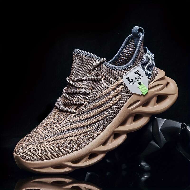 Breathable Knit Sneakers Men - Non-Slip, Lace-Up Athletic Footwear for Running & Basketball