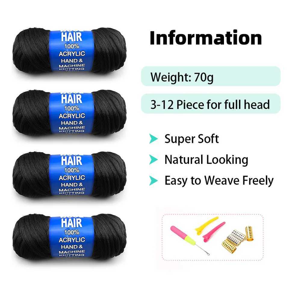 Synthetic yarn hair aramid yarn crocheting and twisting for hair wool yarn for giant hair weaving and Senegales twisting W241114