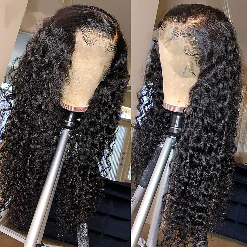 Water Wave Peruvian Virgin Human Hair HD 13*4 Lace Front Wig Free Part Natural Color 10-34inch 150% 180% 210% Density